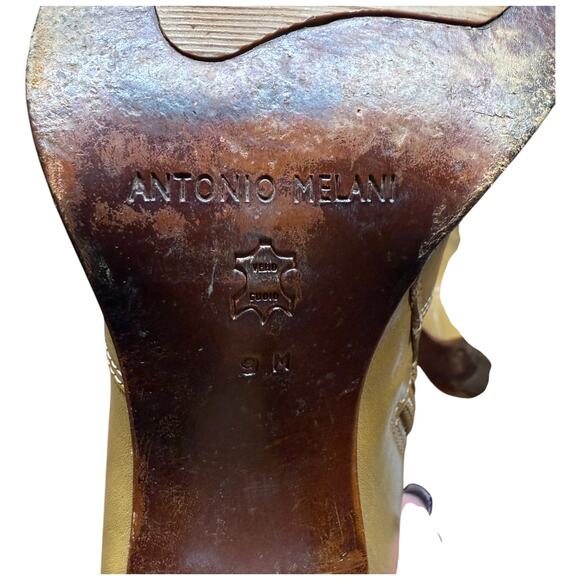 ANTONIO MELANI Jamie Glove Fit Women 9 Mid Calf Camel Leather Boots Pointed Toe - Picture 10 of 13